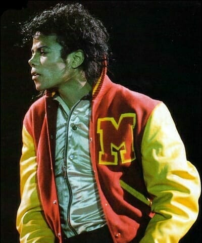 Michael Jackson Varsity Jacket Thriller M Logo Real Leather Sleeves