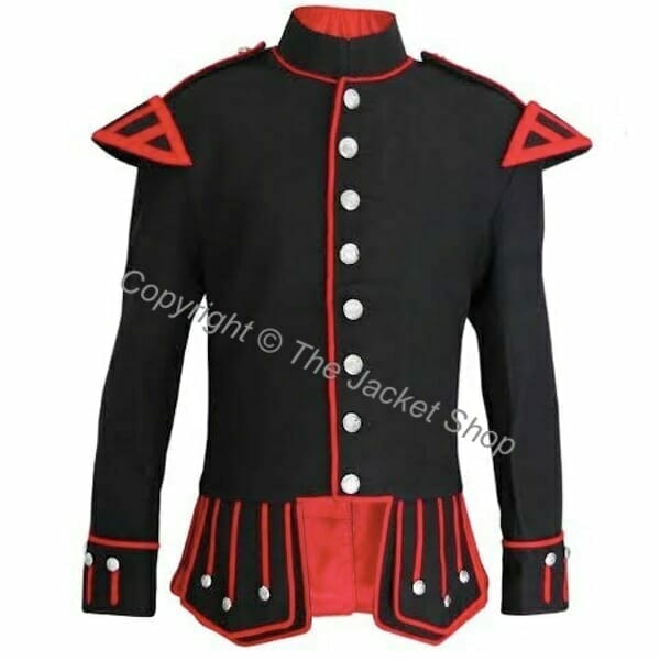 Military Piper Drummer Doublet Tunic Jacket in Black