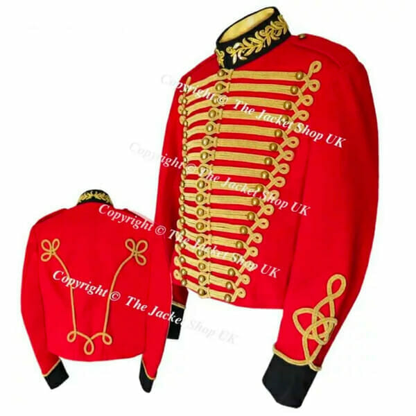 Red Military Cavalry Tunic - Jacket - Gold Bullion Collar | The Jacket Shop
