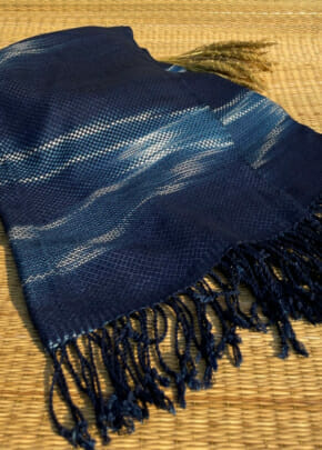 natural cotton indigo dyed handwoven scarf