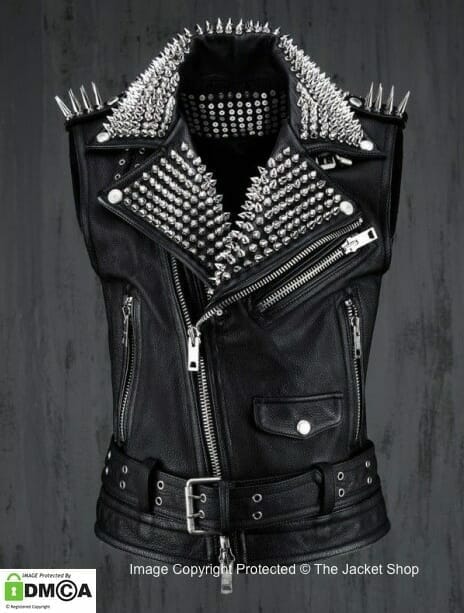 Spiky Studded Leather Vest Biker Punk Jacket