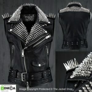 spiky leather studded leather vest