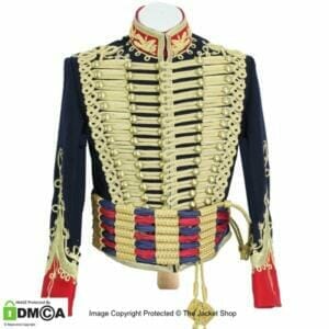Hussars Jacket Barrel Belt Set with Gold Bullion Embroidered Collar