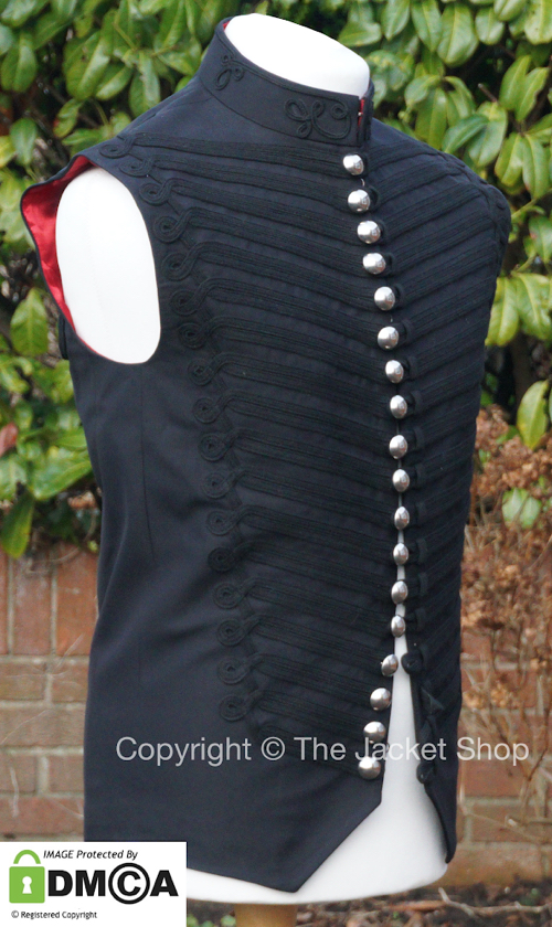 custom made black hussar military style waistcoat