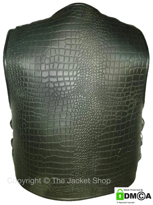 motorcycle crocodile print leather vest