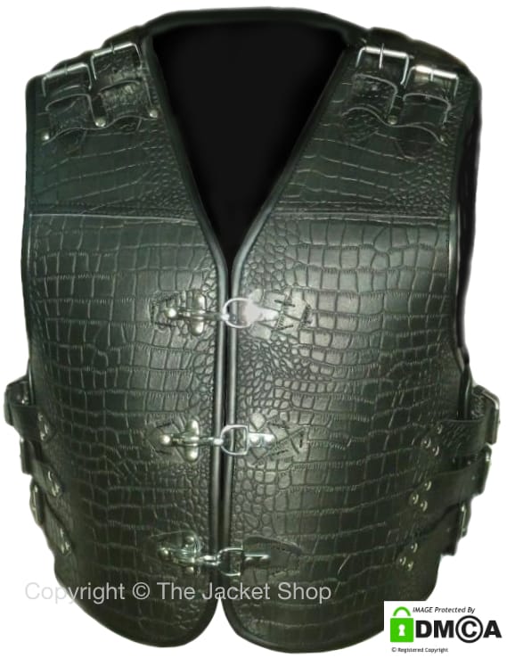 russian night wolves motorcycle crocodile print leather vest